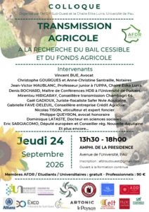 Transmission agricole : à Pau, un colloque pour remettre le fonds agricole et le bail cessible au cœur du débat