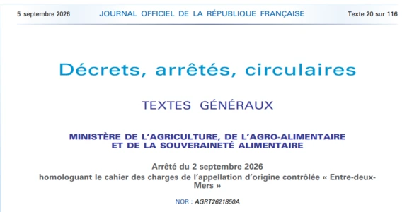 Récapitulatif des dernières évolutions des cahiers des charges des Appellation vins & spiritueux